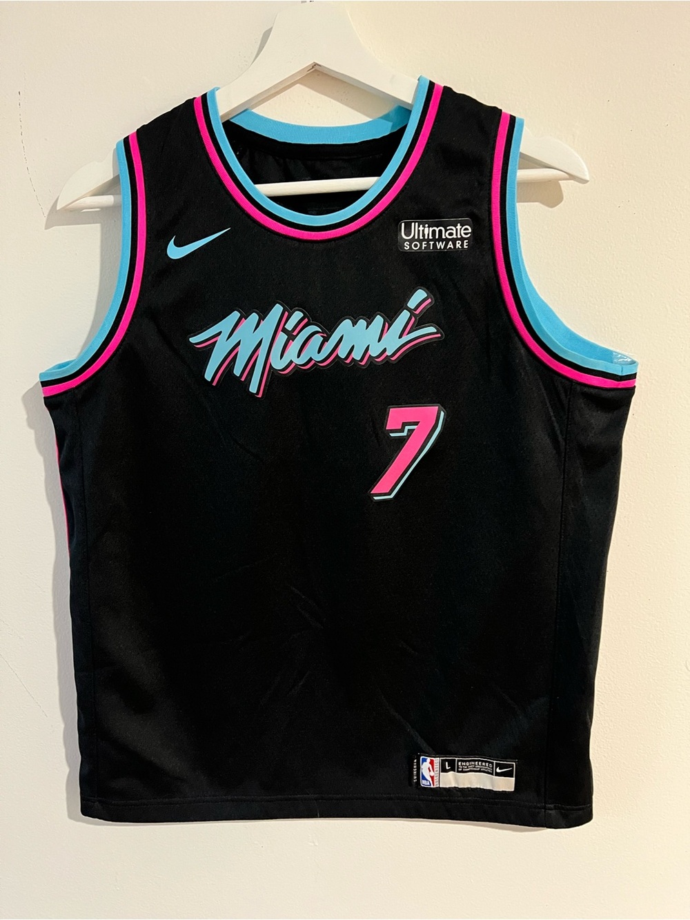 Nike Black Miami Script Basketball Jersey with Pink & Teal Accents